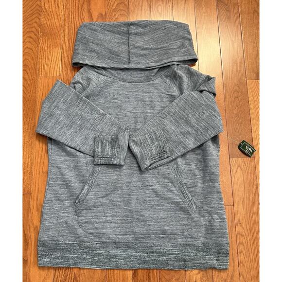 NWT LL Bean Cozy 1X Funnel Neck Pullover Marked Blue NWT Thumb holes - Picture 10 of 11